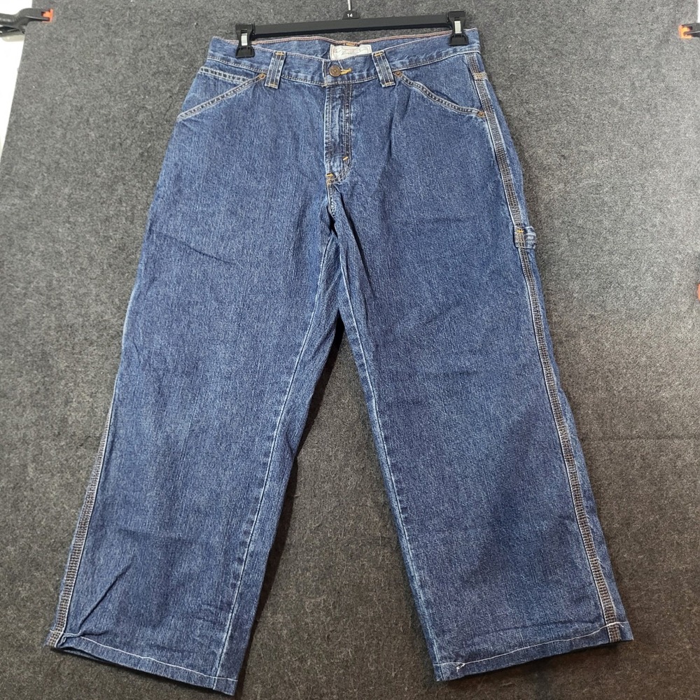 Vntg 2003 Levi's Carpenter Jeans Mens Kids 32x25 Hemmed Blue Denim Utility Pants